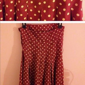 Strapless tibi dress red and cream polka dot dress